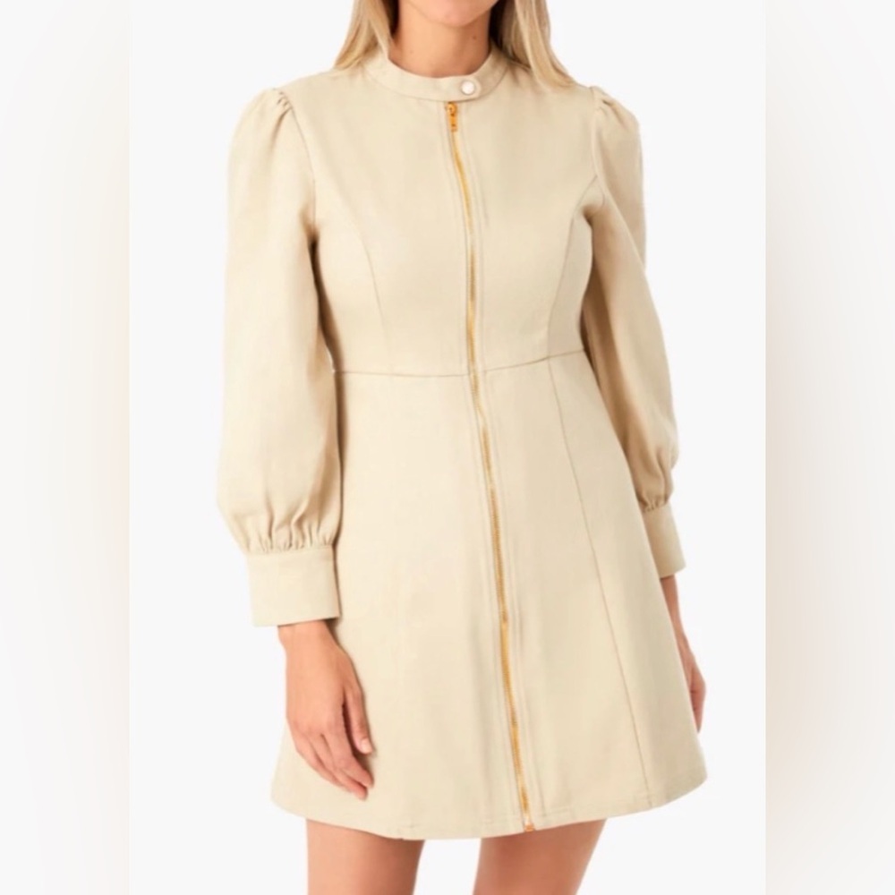 Hyacinth House x Tuckernuck Brighton Full Zip Mini Dress Taupe Size Large